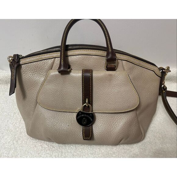 Dooney and Bourke Samba Satchel Tan Leather Shoulder Bag Purse - Picture 1 of 8